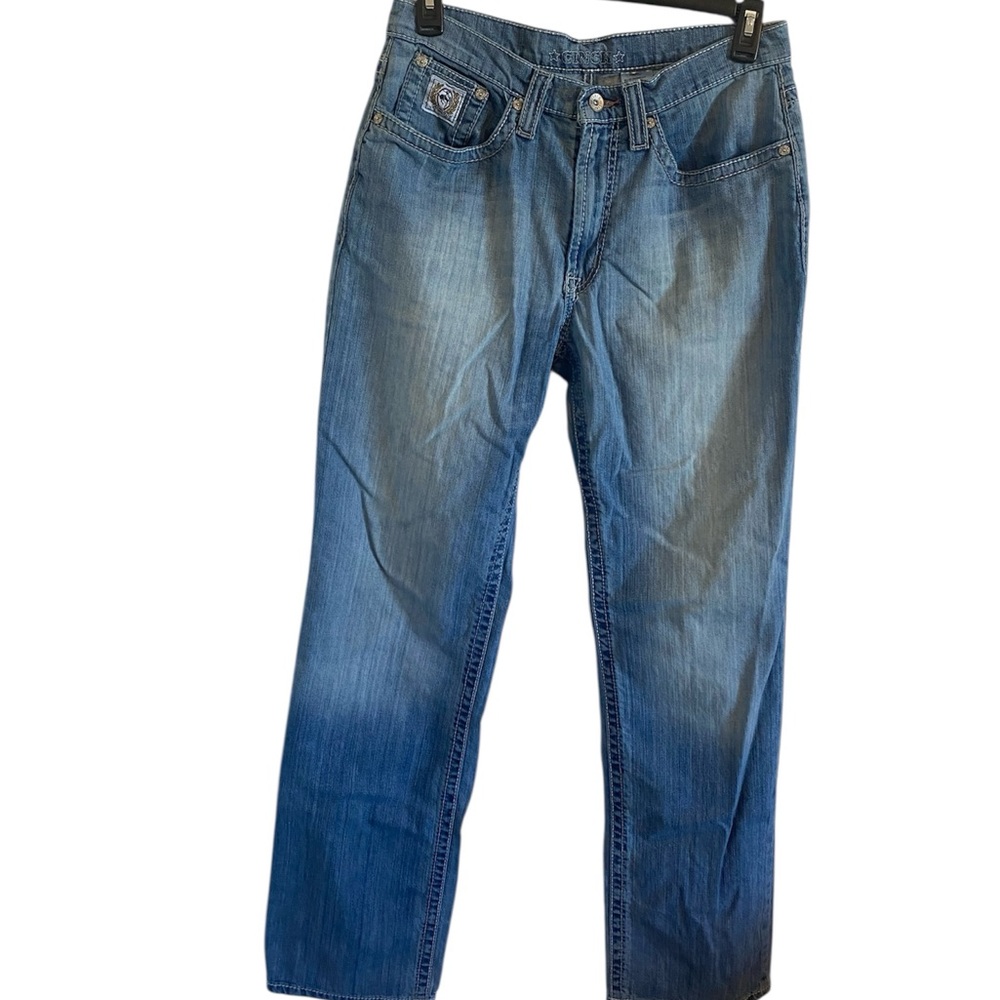 Cinch Mens Relaxed Fit Wide Leg Distressed Denim Jeans